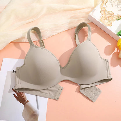 FINETOO Women's Plus Size Underwire Full Coverage Unlined Seamless Bra Wide Straps Wireless Bras for Women Push Up Brassiere
