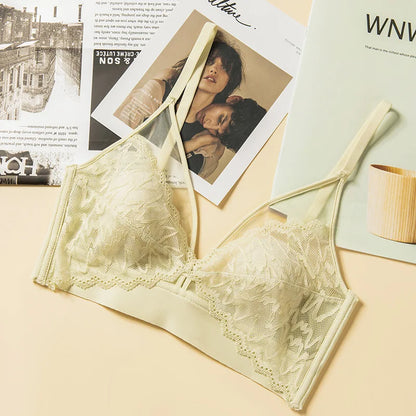 Lace Bras for Women Push Up Seamless Bra Wireless Brassiere Deep V Neck Bralette 3/4 Cup Padded Underwear Girls Sexy Lingerie