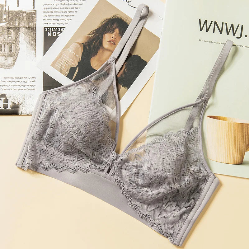 Lace Bras for Women Push Up Seamless Bra Wireless Brassiere Deep V Neck Bralette 3/4 Cup Padded Underwear Girls Sexy Lingerie