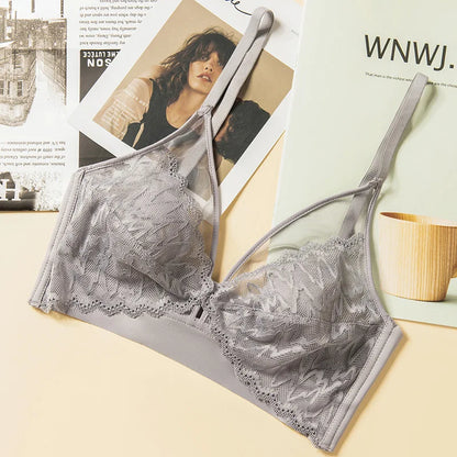 Lace Bras for Women Push Up Seamless Bra Wireless Brassiere Deep V Neck Bralette 3/4 Cup Padded Underwear Girls Sexy Lingerie