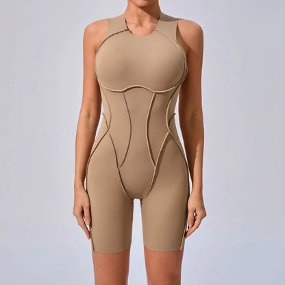 Pad Sleeveless Women Clothes Backless Yoga Set Gym Jumpsuits Sportswear Workout Tracksuit Dance Fitness Shorts Bodysuit XP77