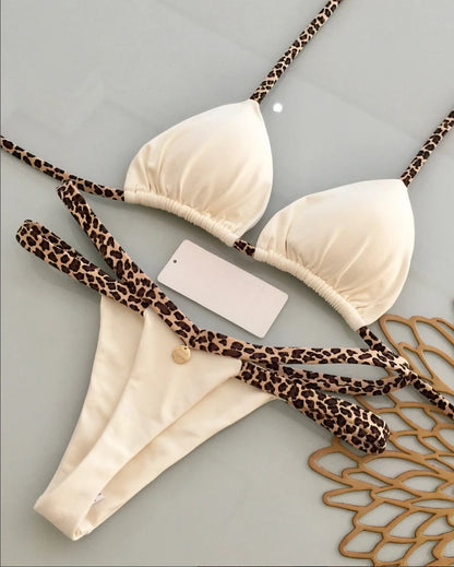 2025 New Sexy Women Bikini Set Beach Holiday Swimsuit Brazilian Thong Bikini Set Sexy Two Pieces Bathing Suit Women Beach Wear