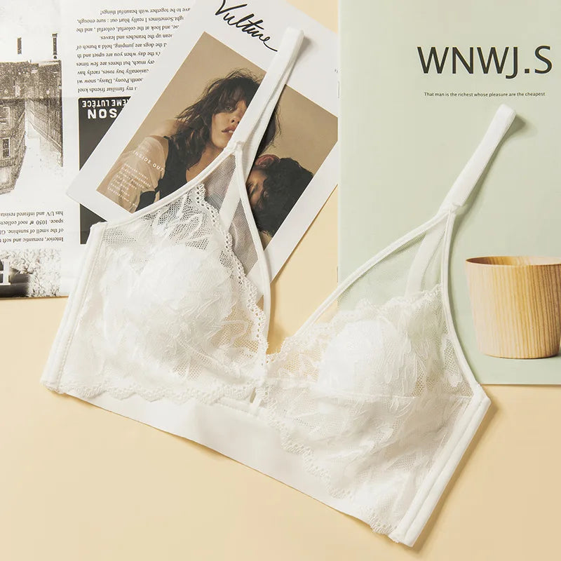Lace Bras for Women Push Up Seamless Bra Wireless Brassiere Deep V Neck Bralette 3/4 Cup Padded Underwear Girls Sexy Lingerie