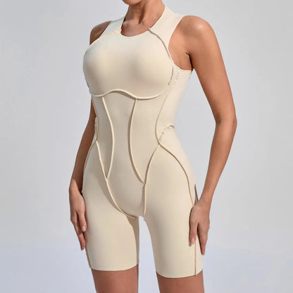 Pad Sleeveless Women Clothes Backless Yoga Set Gym Jumpsuits Sportswear Workout Tracksuit Dance Fitness Shorts Bodysuit XP77