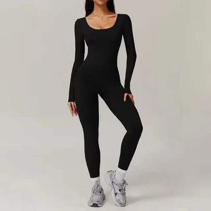 Sexy Back V Jumpsuit Gym One-Piece Suit Women Halterneck Yoga Boilersuit Women Fitness Sports Rompers Stretch Workout Bodysuits