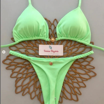 2025 New Sexy Prints Mciro Bikini Set Women Holiday Swimsuit Lace-up Swimwear 2 Piece Set Backless Biquine Brasileiro Beachwear