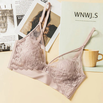 Lace Bras for Women Push Up Seamless Bra Wireless Brassiere Deep V Neck Bralette 3/4 Cup Padded Underwear Girls Sexy Lingerie