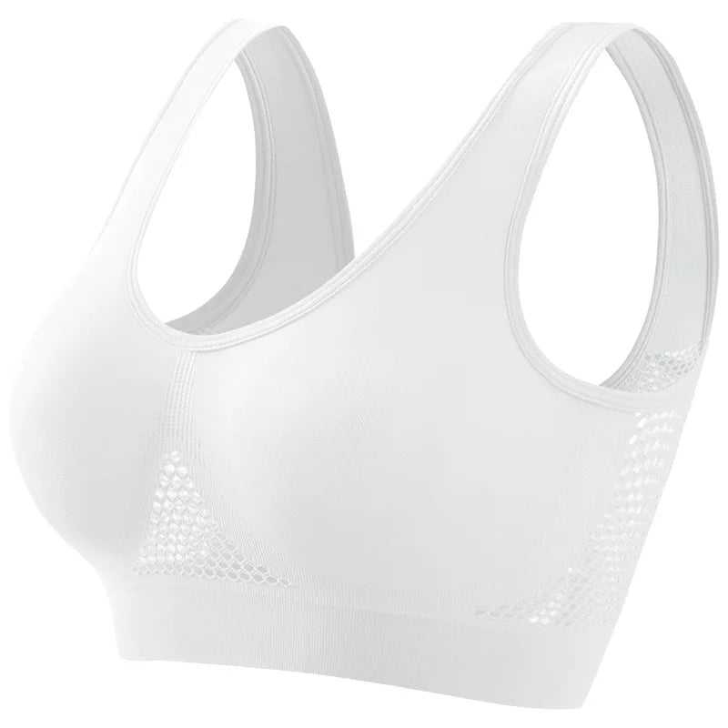 Seamless Mesh Women Sports Bras Fitness Gym Running Underwear Shockproof Bra Wireless Plus Size Crop Top Breathable Yoga Bra