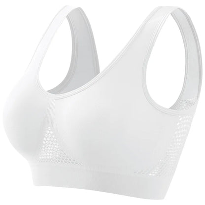 Seamless Mesh Women Sports Bras Fitness Gym Running Underwear Shockproof Bra Wireless Plus Size Crop Top Breathable Yoga Bra