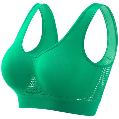 Seamless Mesh Women Sports Bras Fitness Gym Running Underwear Shockproof Bra Wireless Plus Size Crop Top Breathable Yoga Bra