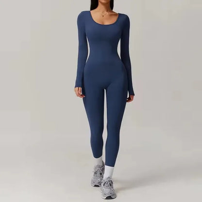 Sexy Back V Jumpsuit Gym One-Piece Suit Women Halterneck Yoga Boilersuit Women Fitness Sports Rompers Stretch Workout Bodysuits