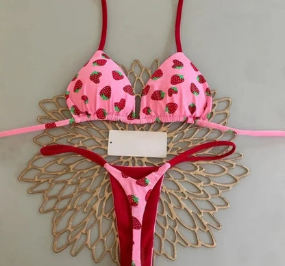 2025 New Sexy Prints Mciro Bikini Set Women Holiday Swimsuit Lace-up Swimwear 2 Piece Set Backless Biquine Brasileiro Beachwear