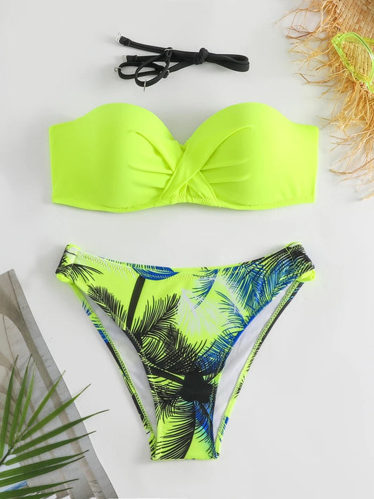 2025 Push Up Top Women Bikinis Set Female Swimsuit Bathing Suit Beachwear Swimwear Sexy  Low Waist Bottom Swimmming Suit