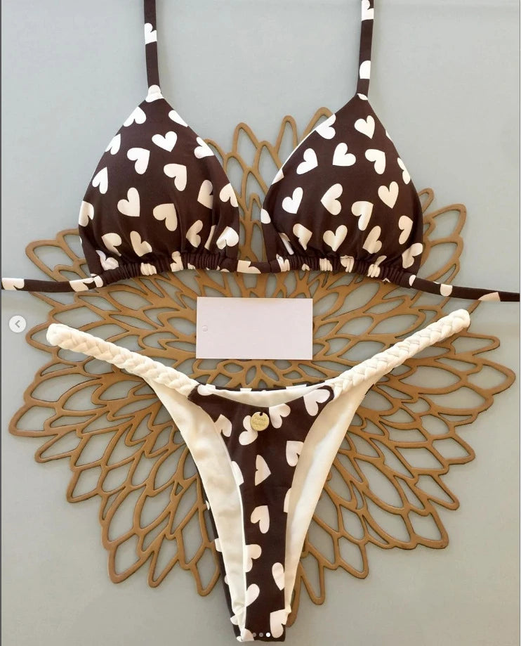 2025 New Sexy Women Bikini Set Beach Holiday Swimsuit Brazilian Thong Bikini Set Sexy Two Pieces Bathing Suit Women Beach Wear