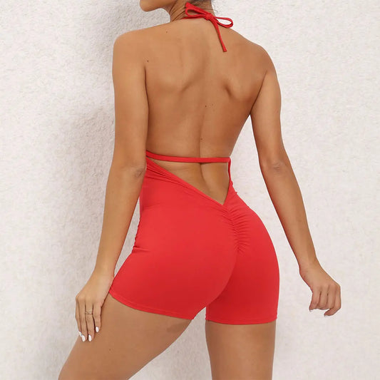 Yoga Set Backless One-Piece Suit Workout Jumpsuit Women Short Gym Rompers Yoga Set Fitness Boilersuit Sports Bodysuits Women