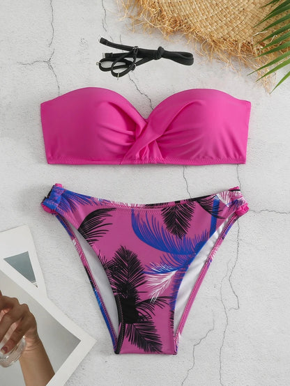 2025 Push Up Top Women Bikinis Set Female Swimsuit Bathing Suit Beachwear Swimwear Sexy  Low Waist Bottom Swimmming Suit