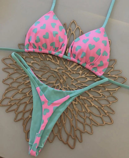 2025 New Sexy Prints Mciro Bikini Set Women Holiday Swimsuit Lace-up Swimwear 2 Piece Set Backless Biquine Brasileiro Beachwear