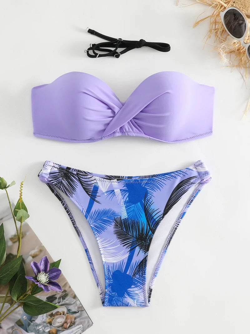 2025 Push Up Top Women Bikinis Set Female Swimsuit Bathing Suit Beachwear Swimwear Sexy  Low Waist Bottom Swimmming Suit