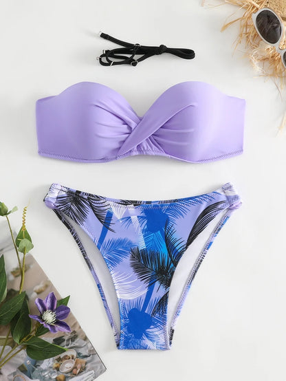 2025 Push Up Top Women Bikinis Set Female Swimsuit Bathing Suit Beachwear Swimwear Sexy  Low Waist Bottom Swimmming Suit