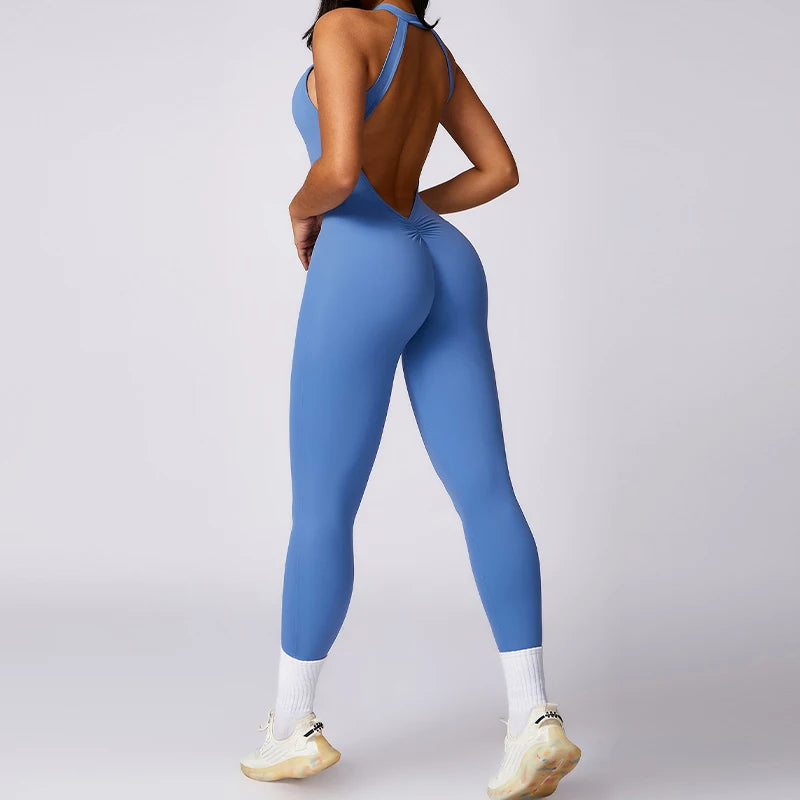 Ctenkevet Fitness Backless Bodysuit Women Gym Jumpsuit Woman Quick-Dry Yoga Clothes Short Workout Rompers Sports One-Piece Suit