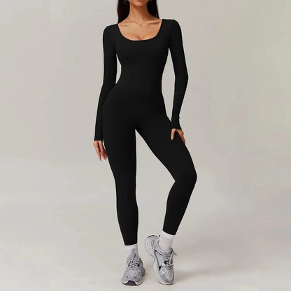 Sexy Back V Jumpsuit Gym One-Piece Suit Women Halterneck Yoga Boilersuit Women Fitness Sports Rompers Stretch Workout Bodysuits