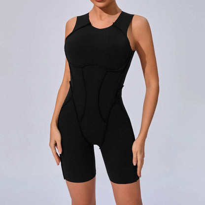 Pad Sleeveless Women Clothes Backless Yoga Set Gym Jumpsuits Sportswear Workout Tracksuit Dance Fitness Shorts Bodysuit XP77