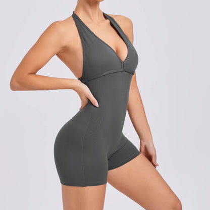 Yoga Set Backless One-Piece Suit Workout Jumpsuit Women Short Gym Rompers Yoga Set Fitness Boilersuit Sports Bodysuits Women