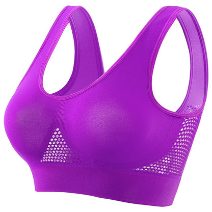 Seamless Mesh Women Sports Bras Fitness Gym Running Underwear Shockproof Bra Wireless Plus Size Crop Top Breathable Yoga Bra