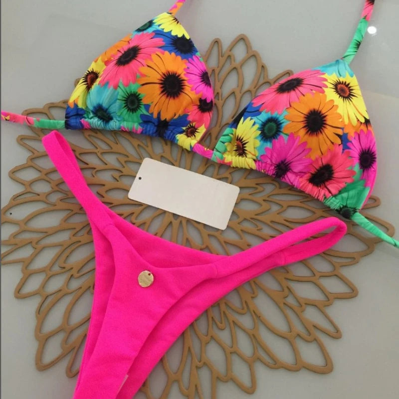 2025 New Sexy Women Bikini Set Beach Holiday Swimsuit Brazilian Thong Bikini Set Sexy Two Pieces Bathing Suit Women Beach Wear