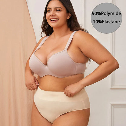 FINETOO Women's Plus Size Underwire Full Coverage Unlined Seamless Bra Wide Straps Wireless Bras for Women Push Up Brassiere