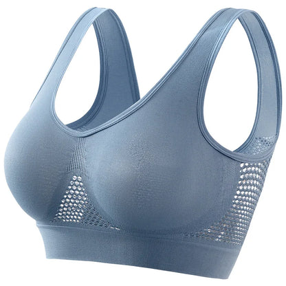 Seamless Mesh Women Sports Bras Fitness Gym Running Underwear Shockproof Bra Wireless Plus Size Crop Top Breathable Yoga Bra