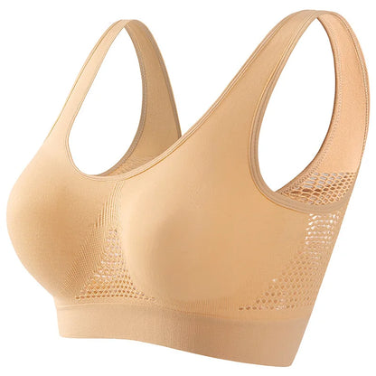 Seamless Mesh Women Sports Bras Fitness Gym Running Underwear Shockproof Bra Wireless Plus Size Crop Top Breathable Yoga Bra