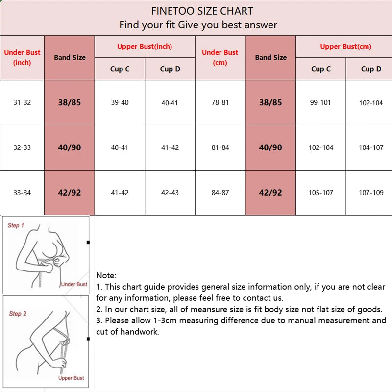 FINETOO Women's Plus Size Underwire Full Coverage Unlined Seamless Bra Wide Straps Wireless Bras for Women Push Up Brassiere