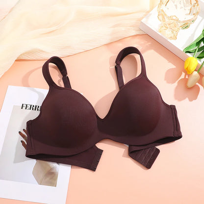 FINETOO Women's Plus Size Underwire Full Coverage Unlined Seamless Bra Wide Straps Wireless Bras for Women Push Up Brassiere
