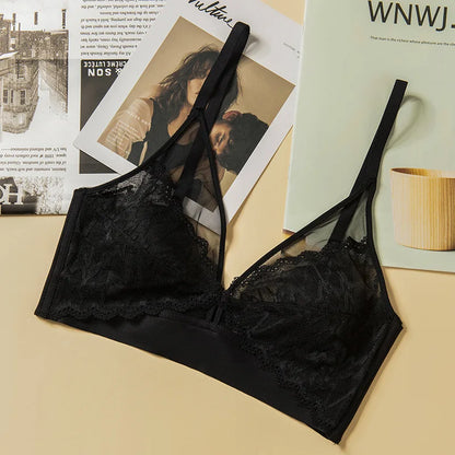 Lace Bras for Women Push Up Seamless Bra Wireless Brassiere Deep V Neck Bralette 3/4 Cup Padded Underwear Girls Sexy Lingerie