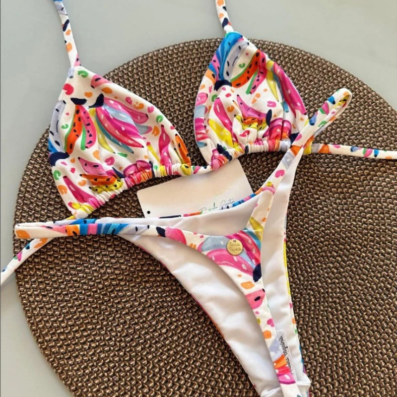 2025 New Sexy Women Bikini Set Beach Holiday Swimsuit Brazilian Thong Bikini Set Sexy Two Pieces Bathing Suit Women Beach Wear