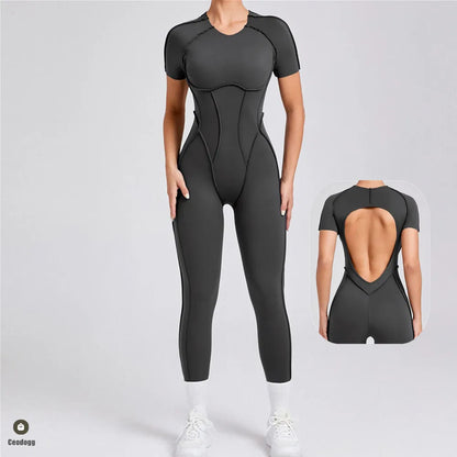 Pad Sleeveless Women Clothes Backless Yoga Set Gym Jumpsuits Sportswear Workout Tracksuit Dance Fitness Shorts Bodysuit XP77