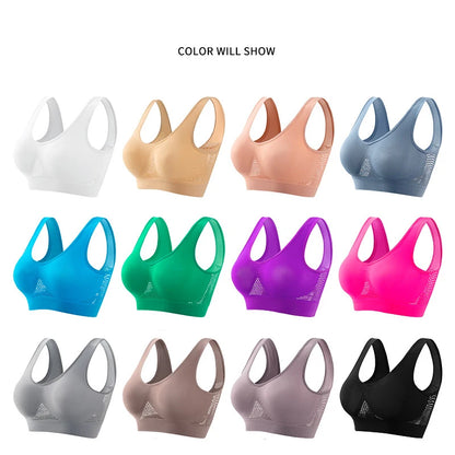 Seamless Mesh Women Sports Bras Fitness Gym Running Underwear Shockproof Bra Wireless Plus Size Crop Top Breathable Yoga Bra