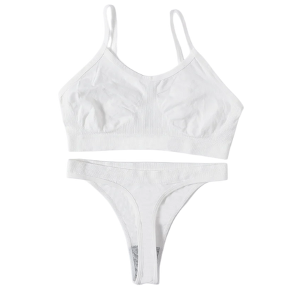 Women Seamless Bra Set Sports Thin Bra Female Comfort Underwear Set Low Wasit Thongs Wire Free Soft Crop Top Sexy Lingerie Set