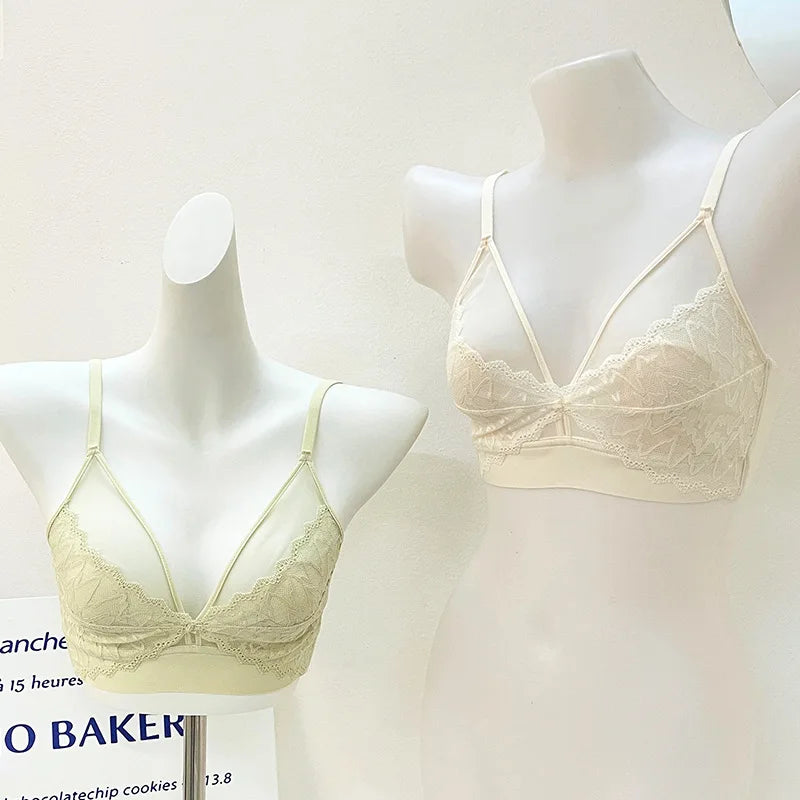 Lace Bras for Women Push Up Seamless Bra Wireless Brassiere Deep V Neck Bralette 3/4 Cup Padded Underwear Girls Sexy Lingerie