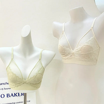 Lace Bras for Women Push Up Seamless Bra Wireless Brassiere Deep V Neck Bralette 3/4 Cup Padded Underwear Girls Sexy Lingerie