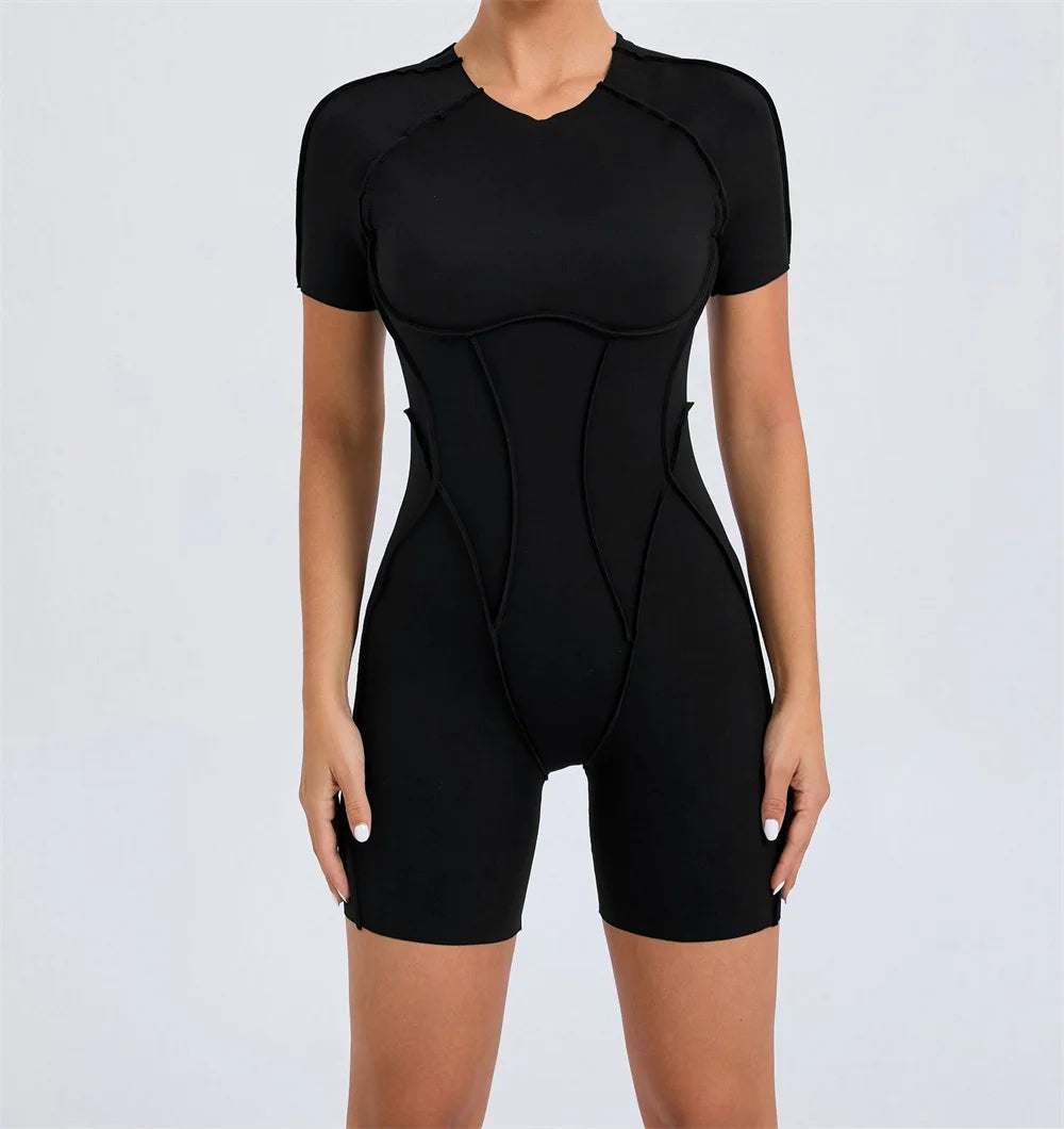 Pad Sleeveless Women Clothes Backless Yoga Set Gym Jumpsuits Sportswear Workout Tracksuit Dance Fitness Shorts Bodysuit XP77