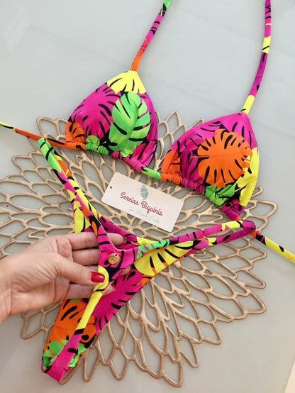 2025 New Sexy Prints Mciro Bikini Set Women Holiday Swimsuit Lace-up Swimwear 2 Piece Set Backless Biquine Brasileiro Beachwear