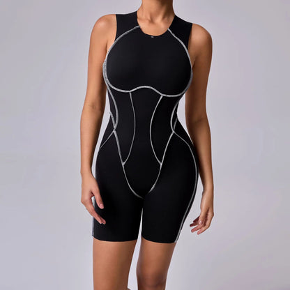 Pad Sleeveless Women Clothes Backless Yoga Set Gym Jumpsuits Sportswear Workout Tracksuit Dance Fitness Shorts Bodysuit XP77