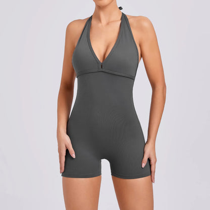 Yoga Set Backless One-Piece Suit Workout Jumpsuit Women Short Gym Rompers Yoga Set Fitness Boilersuit Sports Bodysuits Women