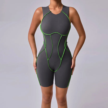 Pad Sleeveless Women Clothes Backless Yoga Set Gym Jumpsuits Sportswear Workout Tracksuit Dance Fitness Shorts Bodysuit XP77