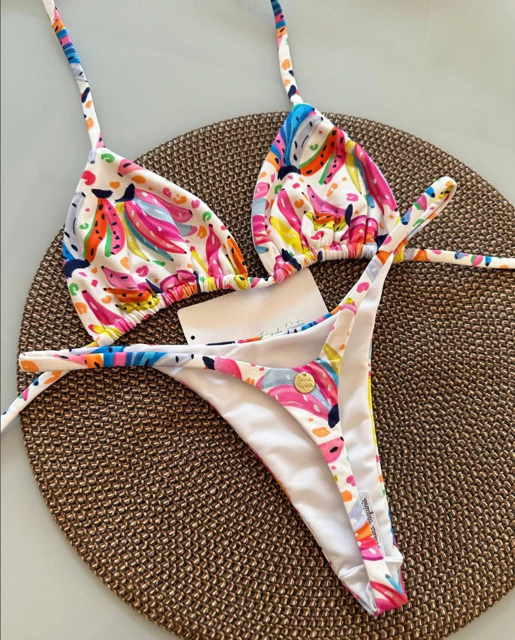 2025 New Sexy Women Bikini Set Beach Holiday Swimsuit Brazilian Thong Bikini Set Sexy Two Pieces Bathing Suit Women Beach Wear